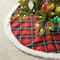 Glitzhome® 48" Red & Black Plaid Reversible Sherpa/Flannel Christmas Tree Skirt